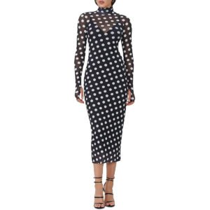 AFRM Womens Polka Dot Mesh Midi Dress